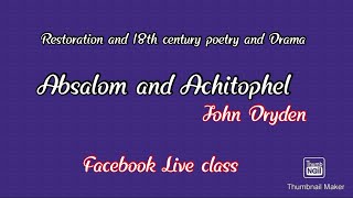 Absalom and Achitophel Facebook Live class [upl. by Ahsemad106]