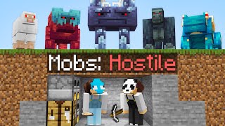 Minecraft But All Mobs Are Hostile And Custom [upl. by Hayilaa]