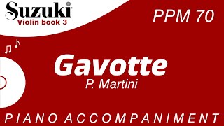 Suzuki Violin Book 3  Gavotte  P Martini  Piano Accompaniment  PPM  70 [upl. by Tierney]