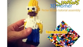 3D Homer Simpson Pyssla Hama Beads perler beads assembly [upl. by Nolyad788]