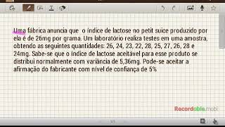 Estatística teste de hipótese exercício resolvido [upl. by Jamima]