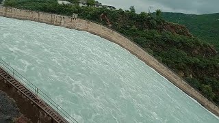 Huge Water Release Through Service Spillways From Hydro Power Dam Gates and Dam Site View [upl. by Seana584]