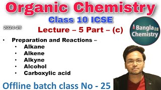 Organic chemistry Class 10 ICSE L5c alkane alkene alkyne alcohol carboxylic acid  prep rxn [upl. by Dowski]