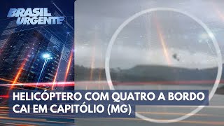 Helicóptero com quatro a bordo cai em Capitólio MG  Brasil Urgente [upl. by Lisetta544]