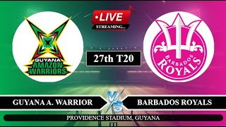 🔴Live GAW vs BR 27th T20 Live  CPL Live Score  Guyana vs Barbados Live [upl. by Lindie41]