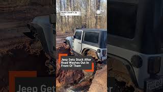 quotNow Whatquot Jeep Stuck in Flooded Road Washout [upl. by Boffa56]