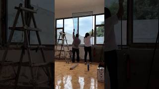 Large Glass window installation process shorts [upl. by Lyrac]