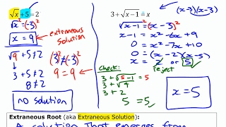 Solving Radical Equations with Extraneous Solutions • 53b PreCalculus 11 [upl. by Ssidnac]