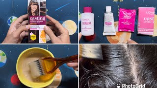 LOreal Paris Casting Crème Gloss 400 Dark Brown Hair Colour Review amp Demo [upl. by Ennalyrehc]