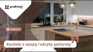 Profrost HOME kuchnia z wyspą ukrytą spiżarnią i przeszklonym narożnikiem [upl. by Abehs]