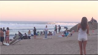 Laird Hamilton shoots pier on Huge wave  Malibu Lagoon  Surfrider Beach  82614 [upl. by Wandis]