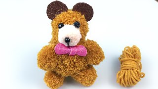 Wonderful Bear from Yarn without Knitting  Pom Pom Teddy Bear [upl. by Parthena]