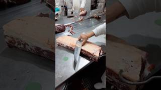 Trimming the fat on the meat production line with a very sharp knife 🔪🥩🤯 With juanlombard0 [upl. by Ynatil]