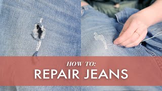 How To Repair Ripped Jeans 3 Ways [upl. by Noland]