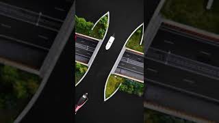 Drone Footage Disappearing bridge carries boats across Dutch motorway [upl. by Lance]