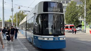 BY TRAM TO LAKE ZURICH Riding the fast VBZ Flexity Tram from Stadelhofen to Tiefenbrunnen [upl. by Eenert]