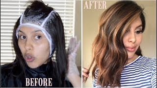 DIY HIGHLIGHTS USING CAP Revlon Frost amp Glow Highlighting Kit [upl. by Sanez]