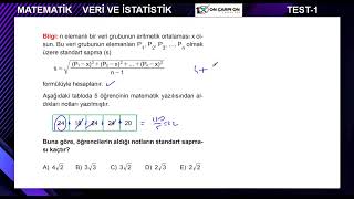 Veri ve İstatistik Test 1 Soru 9 [upl. by Natsrik]