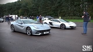 Ferrari F12 vs McLaren 12C  Launch Control Drag Race at Vmax Quicksilver [upl. by Benton]