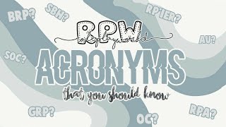 RPW ACRONYMS THAT YOU SHOULD KNOW  RPW tutorials [upl. by Chadabe850]