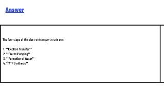 What are the 4 steps of the electron transport chain [upl. by Joete]