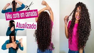 COMO CORTAR CABELO CACHEADO SOZINHA EM CAMADAS  Cleidinha Gonçalves [upl. by Alak]