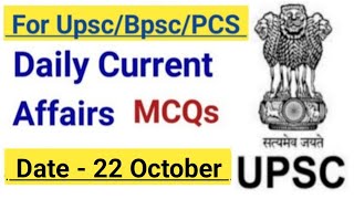 Daily Current Affairs MCQs  22 October 2024  Upsc Current Affairs  Magadh IAS PCS [upl. by Norbel563]