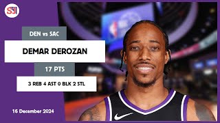 DEMAR DEROZAN 17 PTS vs DEN 16 Dec 2425 SAC Highlights [upl. by Atnima]