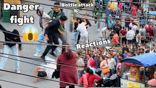 Fight prank  police kesh lagyo🤬😡 Fight prank in public Crazy reactions😵😵  Nakesh rai [upl. by Annahs]