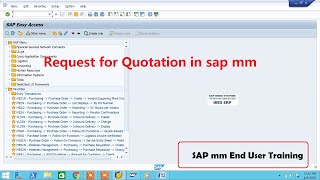 HOW TO CREATE REQUEST FOR QUOTATION RFQ in sap mm [upl. by Yrag]