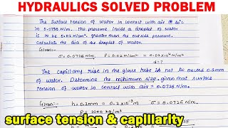 Fluid Mechanics Hydraulic Engineering Numerical continuity equation surface tension capillarity [upl. by Alyce]