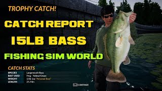 Fishing Sim World Catch Report 15lb 1oz Largemouth Bass Lake Johnson [upl. by Veleda426]