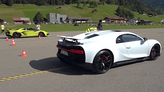 Bugatti Chiron Sport vs Lamborghini Aventador SVJ Roadster [upl. by Arinay]