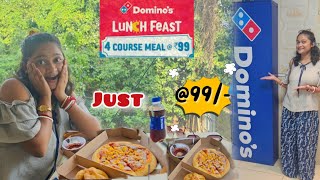 Dominos 4 course meal rs 99 combo  Dominos new offers all details  Dominos lunch feast [upl. by Anaytat]