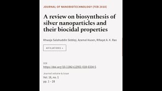 A review on biosynthesis of silver nanoparticles and their biocidal properties  RTCLTV [upl. by Whitver]