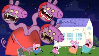 PEPPA PIG TURNED INTO A GIANT 3HEAD ZOMBIE AT SCHOOL SAD STORY OF PEPPA REBECCA RABBIT DANNY [upl. by Ahsitaf]