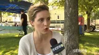 Evelyne Brochu 2014 Winter TV Show quotLa Marrainequot on set interview [upl. by Atirehc]