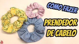 Scrunchie  Como fazer XUXINHA  Elástico de cabelo  Prendedor de cabelo  FÁCIL [upl. by Arza]