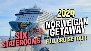 Norwegian Getaway 2024  Full Walkthrough Ship Tour with SIX staterooms [upl. by Nagy]