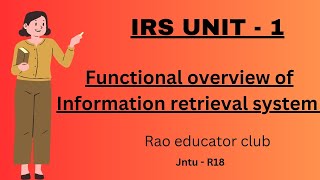 Functional overview of Information retrieval system  jntu irs [upl. by Kiele]