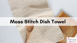 Moss Stitch Dish Towel  Easy Crochet Tutorial [upl. by Ingram]