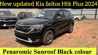 Exclusive New Updated Kia Seltos Htk Plus Petrol 2024 with Black colour amp panoramic Sunroof [upl. by Leumhs]