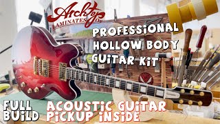 SemiHollow Body Guitar With Piezo Pickup  Archtop Laminates Kit Full Build [upl. by Adlog]