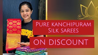 ANNIVERSARY DISCOUNT SALE  PURE KANCHIPURAM SILK SAREES  kanchipattu discount [upl. by Gibbons]