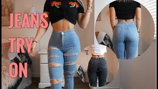 JEANS TRY ON  TOPSHOP amp FASHION NOVA [upl. by Sabella173]