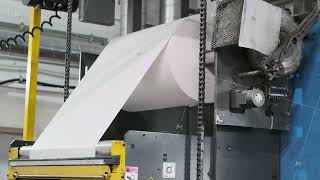 Printing press equipment in action with newspaper production [upl. by Inig]