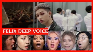 quotFelix Deep Voicequot Stray Kids  Gods Menu Reaction Compilations [upl. by Aenil]