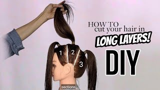 LONG LAYERED HAIRCUTDIYpotong rambut layer [upl. by Johnston146]