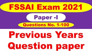 FSSAI Previous year question paper  Paper I [upl. by Burrow]