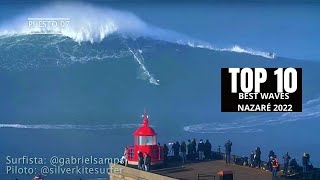 Top 10 BEST WAVES of NAZARE SWELL 2022 [upl. by Brit]